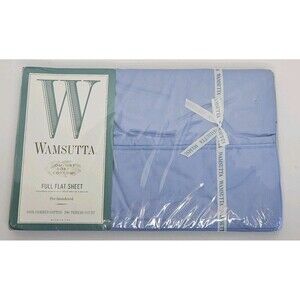 Wamsutta Comfort Soft 100% Combed Cotton Hydra Blue Full Flat Sheet 200tc New